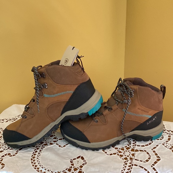 Price Cut! NWT Ariat Skyline H20 lace up waterproof boots Brown/teal. Womens 10. - Picture 2 of 12